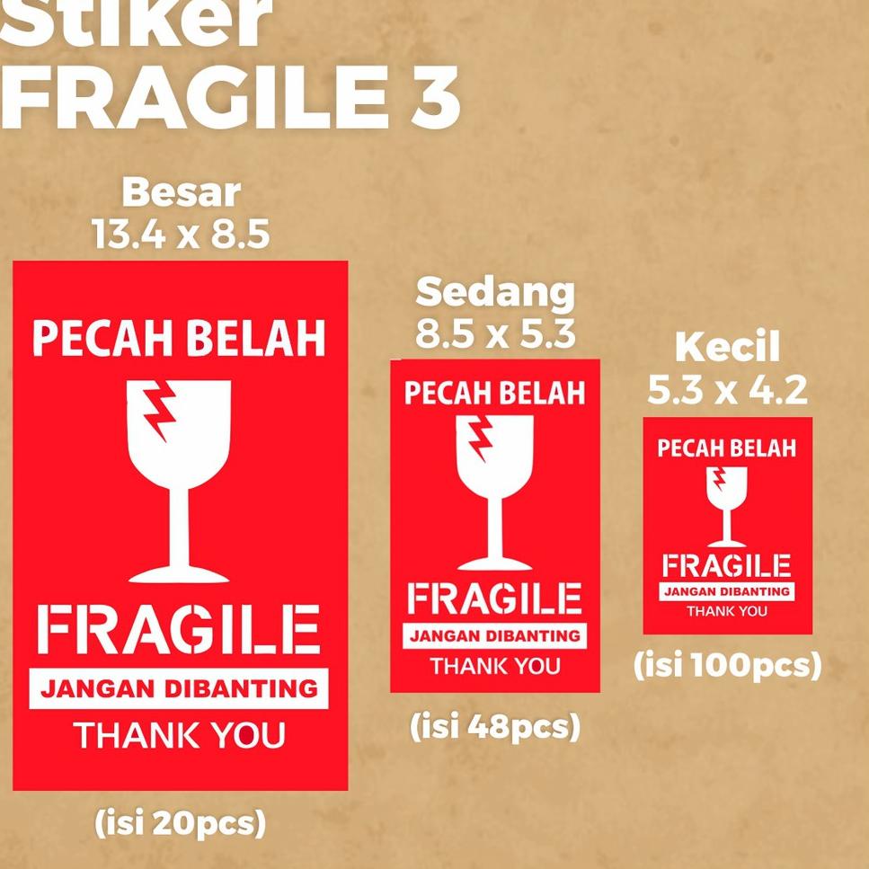 

り [100pcs] Sticker FRAGILE (Jangan Dibanting) lucu ッ
