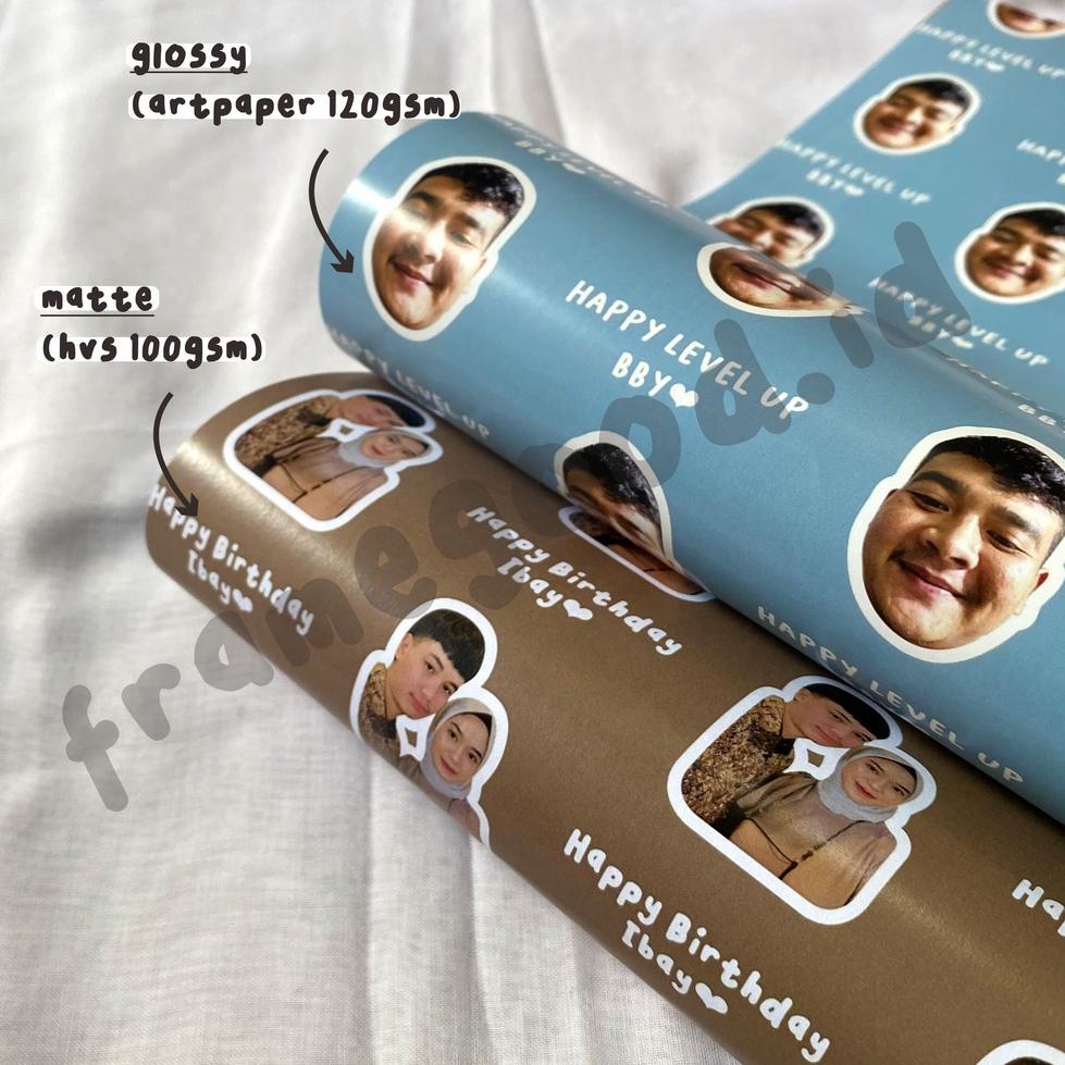 

(Z-D1D-♥☞) KERTAS KADO CUSTOM TAMBAH TULISAN (3 lembar A3+) pakai foto sendiri/idol | cetak wrapping gift paper top produk