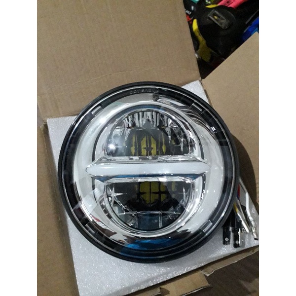 Headlamp daymaker lampu utama led harley vespa dan modif segala motor 5.75 inch 50 watt chrome denga