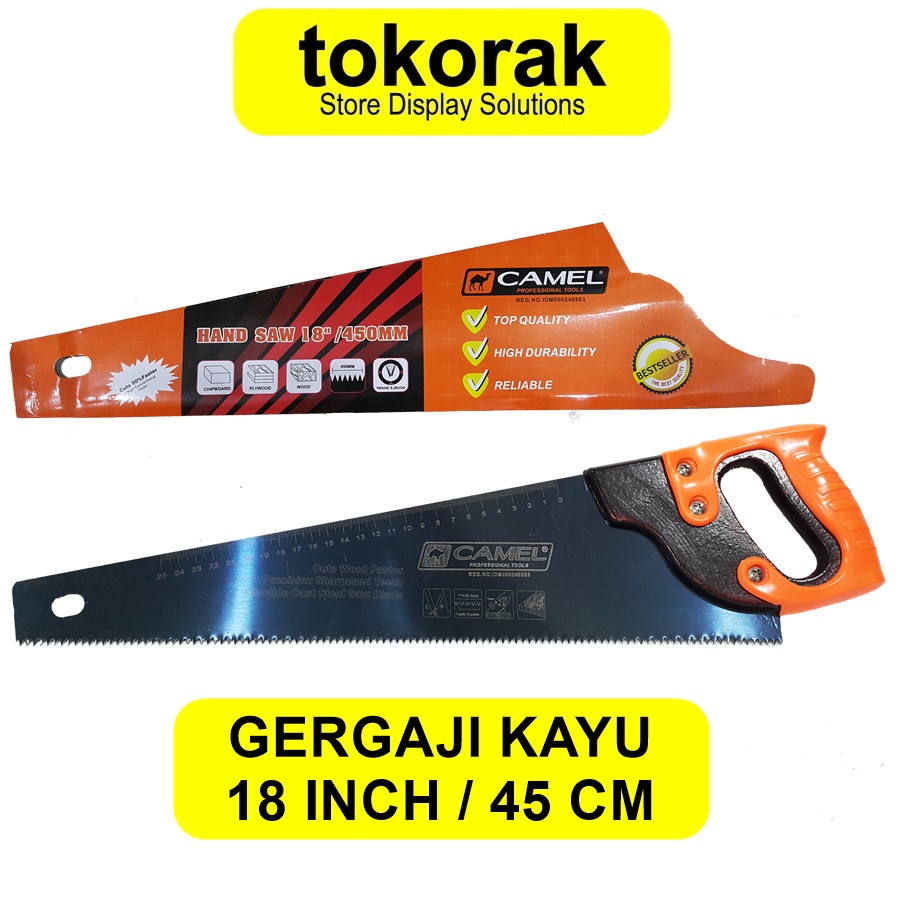 GERGAJI KAYU 18 INCH CAMEL GERGAJI GAGANG KARET HAND SAW 45 CM