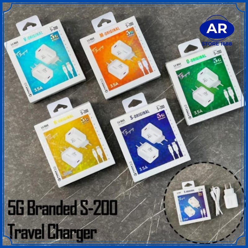 TC Travel Charger Brand S-200 For Android Casan Merek Branded S200 Kabel Usb Micro &amp; Type C