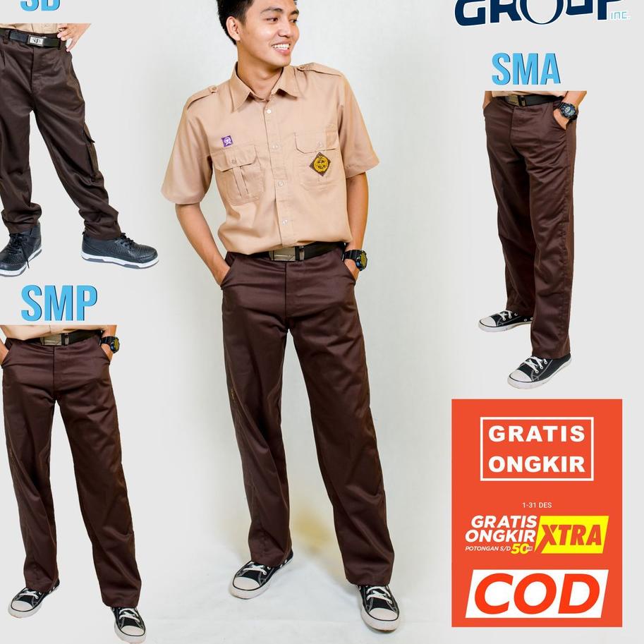 Murah Sragam Bawahan Pramuka Pria SD/SMP/SMA Baju Sekolah  Bawahan Pramuka Pria SD/SMP/SMA