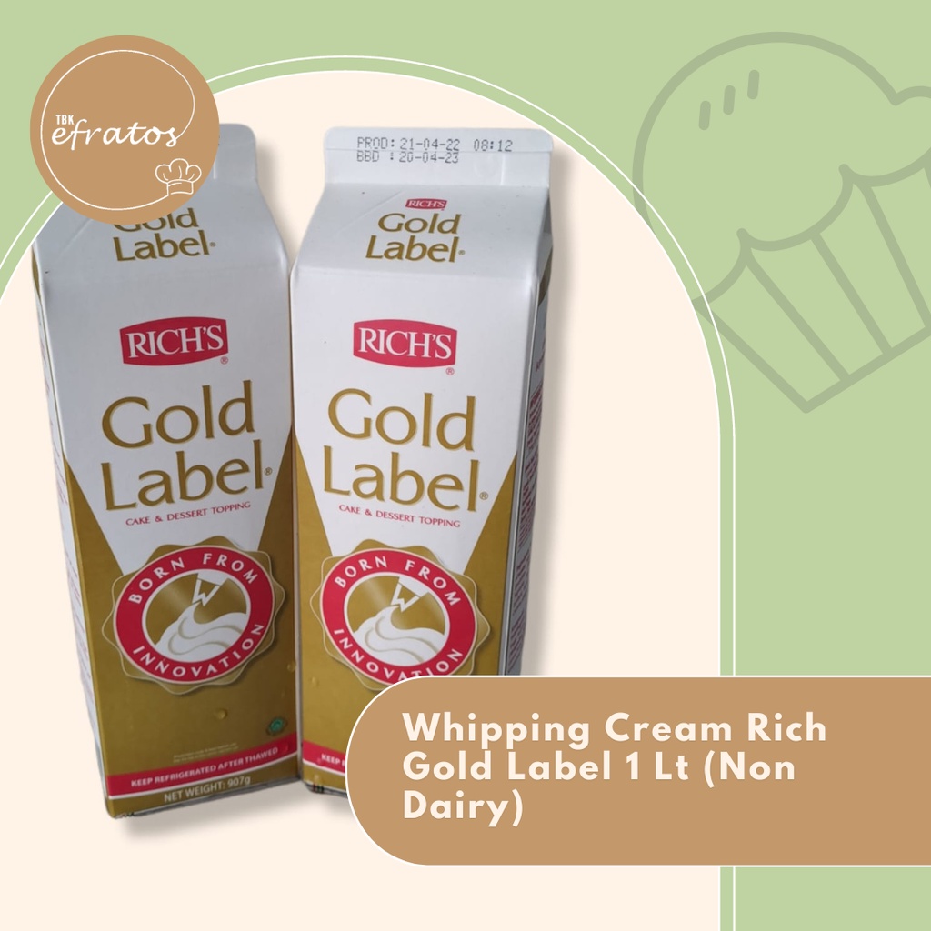 

Rich's Whipping Cream Rich Gold Label 1 liter (Non Dairy)