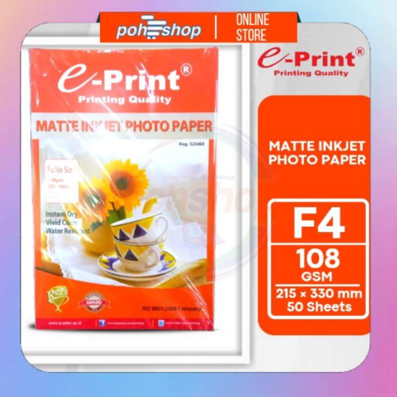 

e-Print_Matte Inkjet Photo Paper F4/108gsm 50s