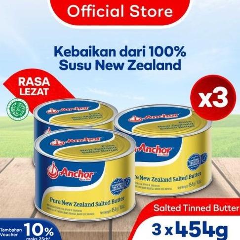 

Anchor Mentega (Butter) Asli New Zealand Salted 3 x 454gr