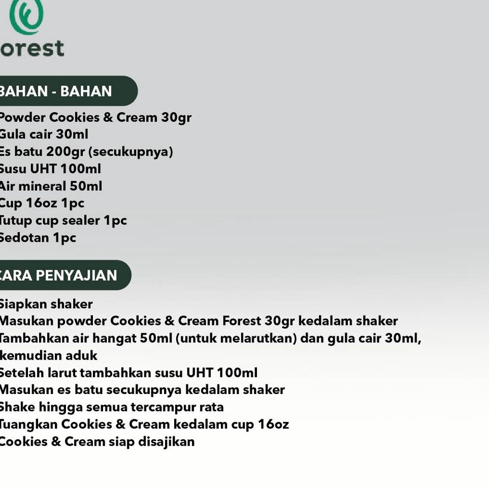 

Free Ongkir 1.1 Bubuk Minuman COOKIES AND CREAM Powder - FOREST Bubble Drink .,.,.,.,