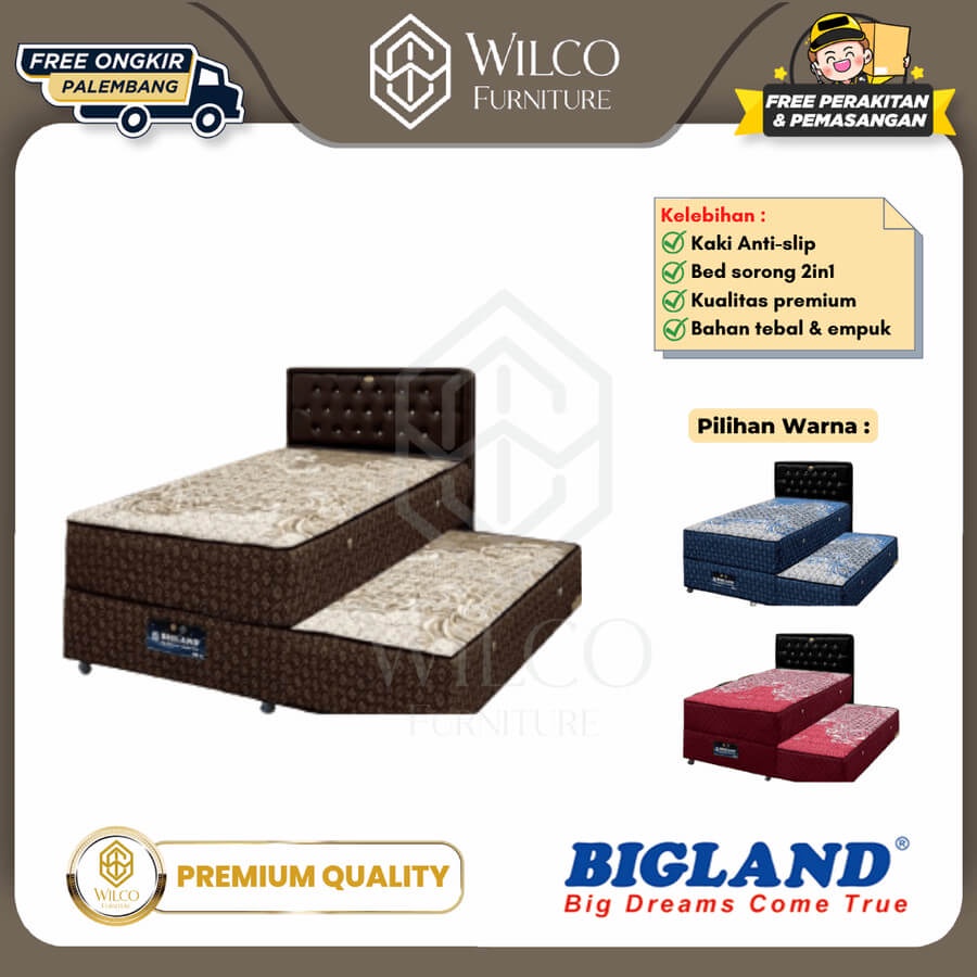 Bed sorong Bigland 2in1 Praktis / Bedsorong Modern / Bedsorong Murah - Fullset 100x200