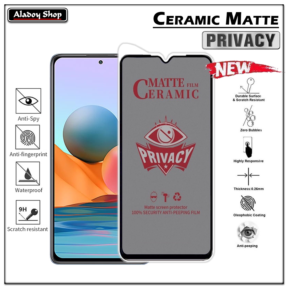 Tempered Glass Anti SPY Xiaomi Redmi Note 10 Pro Anti Gores Privacy + Tempered Glass kamera dan Skin Carbon