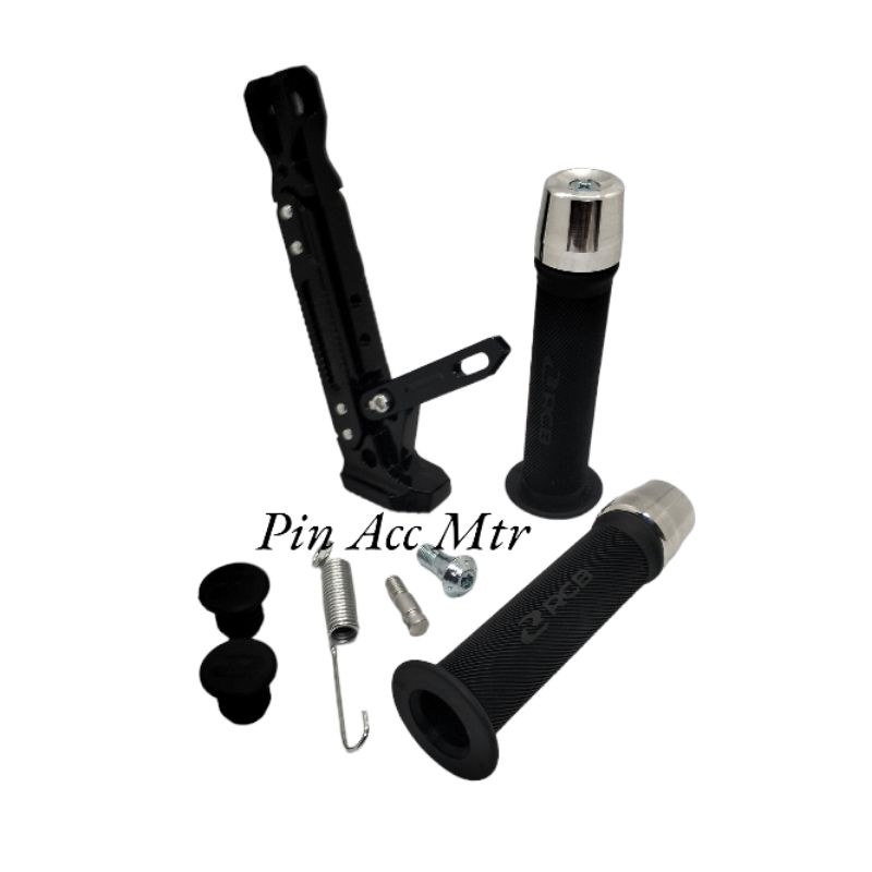 Paket Standar Samping Robot Stelan+Grip Rcb Hitam+Jalu stang crome universal motor semua motor bisa pasang