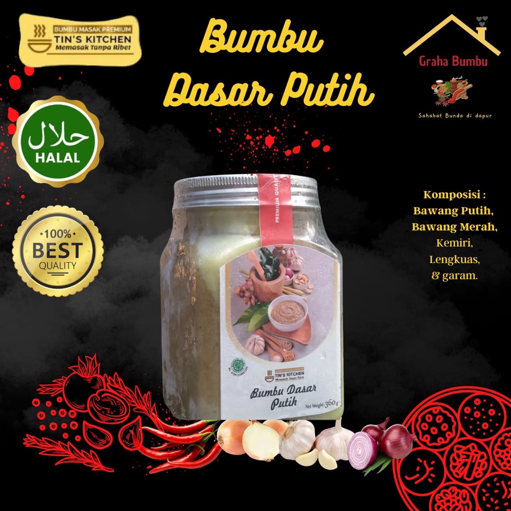 

Bumbu Dasar Putih 360gr & 1kg Instan Tins Kitchen