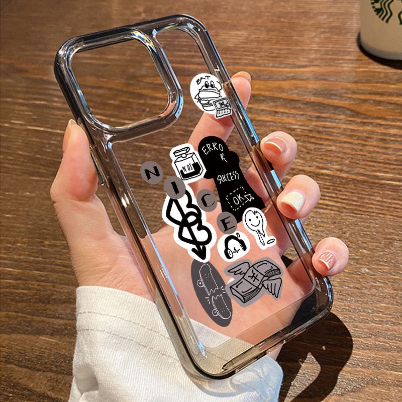 IPHONE Casing Handphone Lembut Lucu Kompatibel Untuk Iphone12 11 13 14 Pro XS Max Casing X XR 78 6 6S Plus Casing Transparan Shockproof TPU Cover