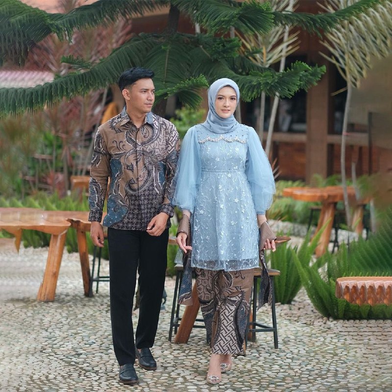 SINTYA Kebaya Couple Tunik Wisuda Baju Pasangan kondangan sarimbit lamaran Syar'i Terbaru Batik pria