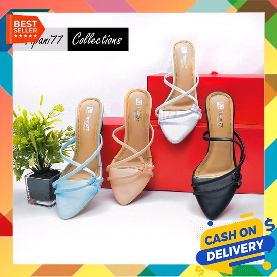 Vn 01 Sandal - Sendal Heels Hils Heals Hels Hak Tapak Tahu Tinggi Andin Kaca Transparan Kondangan Pe