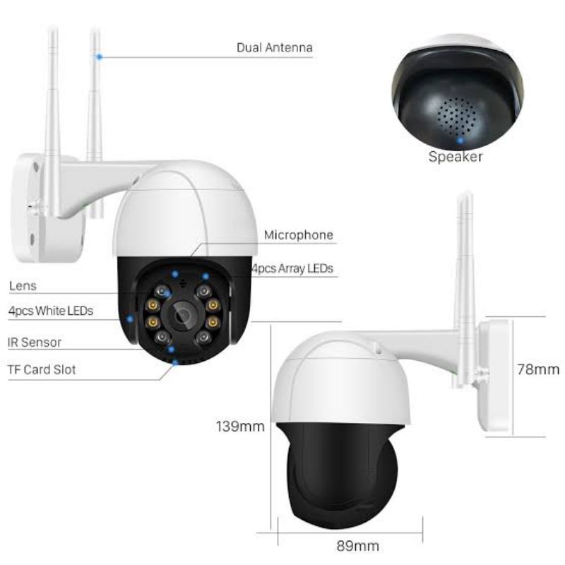 IP Camera CCTV Outdoor 1080P 8MP Onvif Full HD ICSEE PTZ InfraRed Kamera Wifi Wireles ColorVu