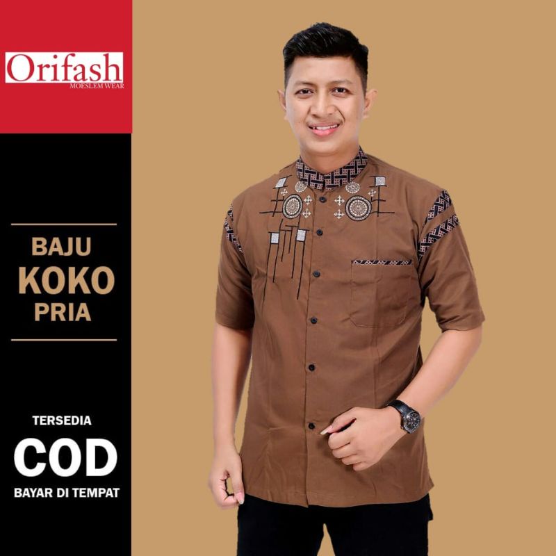 Koko pria baju muslim dewasa lengan panjang koko busana muslim bahan katun halus