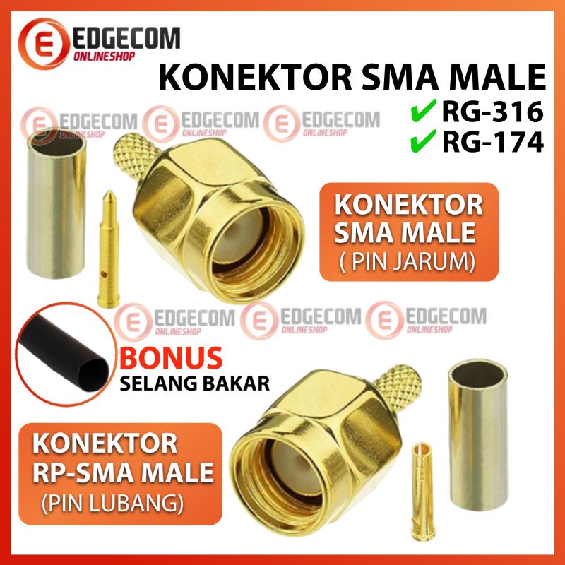 Konektor SMA / RP-SMA  Male Crimp Untuk RG316 RG714 RG179