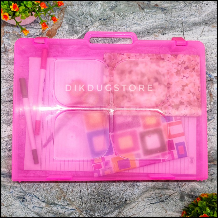 

✨NEW✨ - File Case - Map Plastik - Ukuran Jumbo Fancy Transparant KOKOO FCB01 - Merah Muda