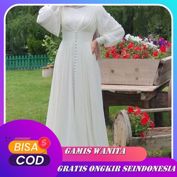 Dress Wanita Terbaru Import Jumbo Amenna Dress Bahan Ceruty Babydoll Mix Brokat Aplikasi Mutiara Gam