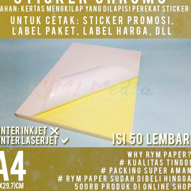 

Produk Keren❈➾ Sticker Chromo A4 isi 50 lembar / Kertas Stiker Glossy Mengkilap A4 84 ➾