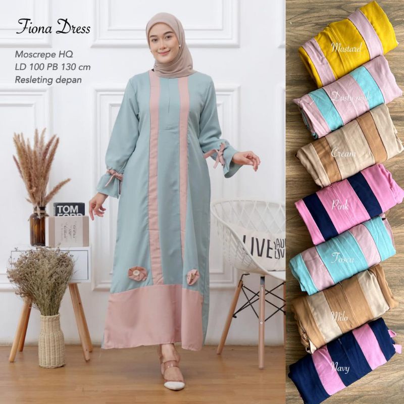 Gamis moskrep Kombinasi - FIONA DRESS //JF483