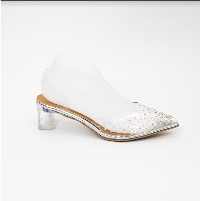 FINDAL High Heels Kaca Wanita Kekinian Sandal Hak Tinggi Transparant Sepatu Kaca Cinderella Hels Pesta Wanita Import HI-008