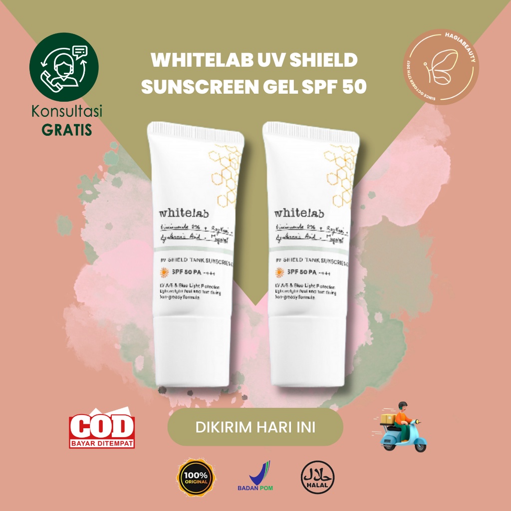 Bisa COD - Whitelab UV Shield Tank Sunscreen Gel SPF 50++ PA++++ - Sunscree Whitelab dengan Niacinamide/Mugwort/Hyaluronic