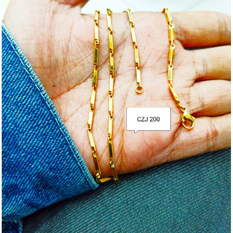 TERLARIS KALUNG TITANIUM MODEL PADI WARNA EMAS CZJ 200