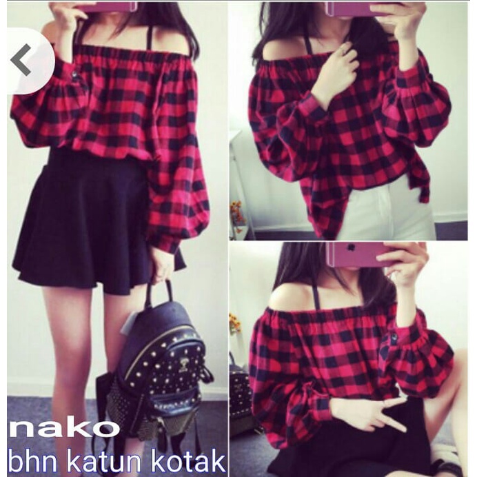 MGC KEMEJA WANITA BLOUSE [Nako RO] blouse wanita katun merah 44SUS