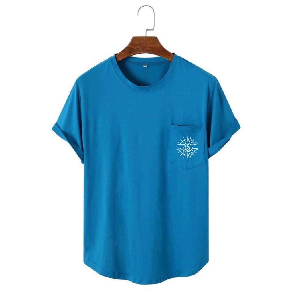 Basic Pocket T-shirt Longline Premium Quality - Kaos Polos & Motif Pria Wanita Lengan Pendek New Col