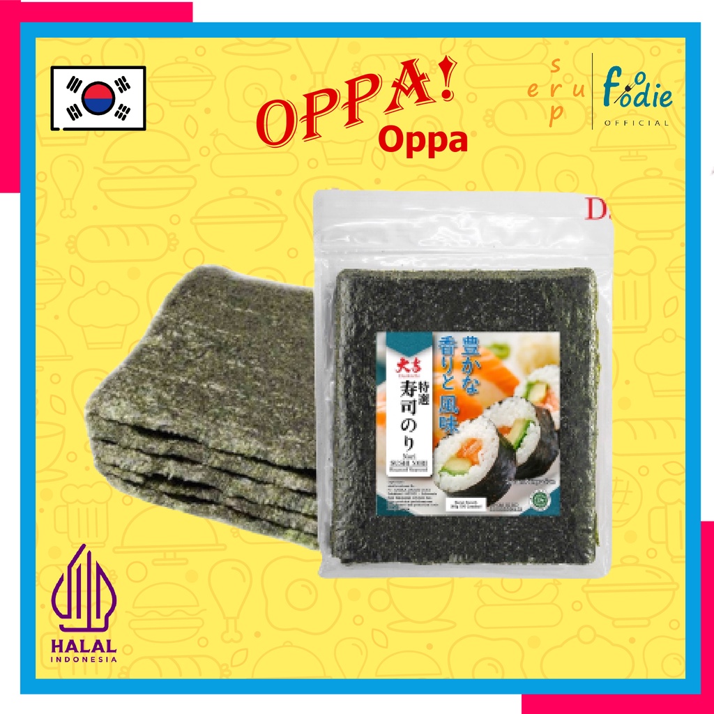 

SUPERFOODIE Sushi Nori / Seaweed / Rumput Laut Kimbab Onigiri Halal Korean Food 10 Lembar Sheet Daikichi