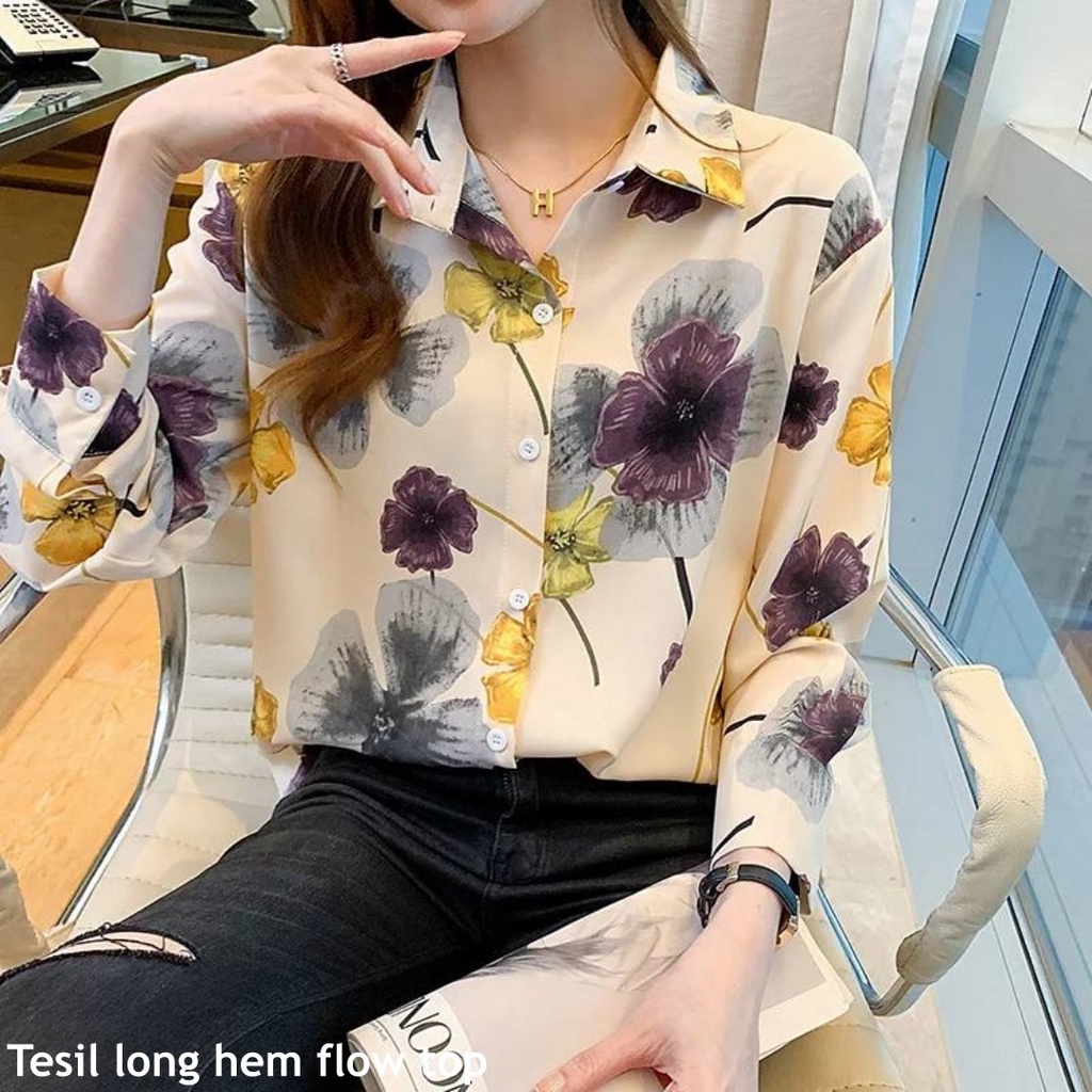 Tesil long hem flow top - Thejanclothes