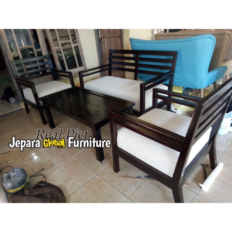 Kursi tamu minimalis Jati busa soft ( kursi tamu murah, kursi jati, sofa jati )