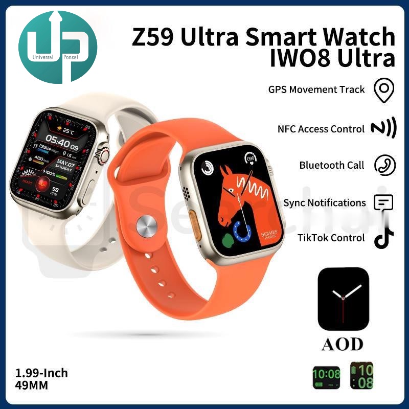 original Z59 Ultra  IWO8 Ultra GPS Smart Watch 1.99”inch Series 8 49mm NFC  Always on display Heart Rate Blood Oxygen Thermometer Bluetooth Jam Tangan Pintar Pria for Men Women