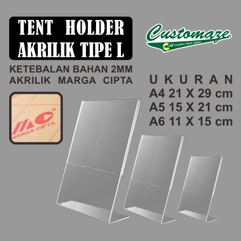 

Tent Holder/Dudukan Brosur/QR Code Akrilik Ukuran A4/A5/A6