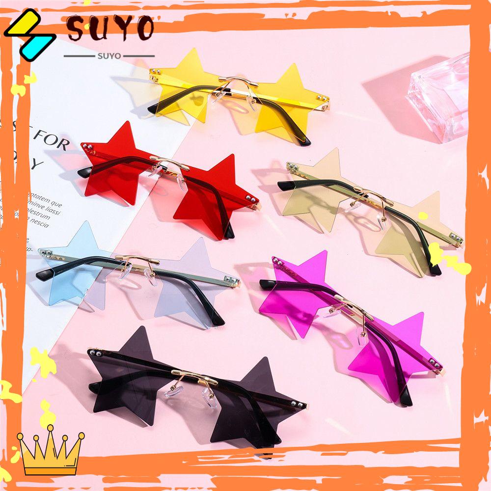 Suyo Kacamata Hitam Tanpa Bingkai Pentagram Lucu Eyewear Eyeglasses Sun Glasses