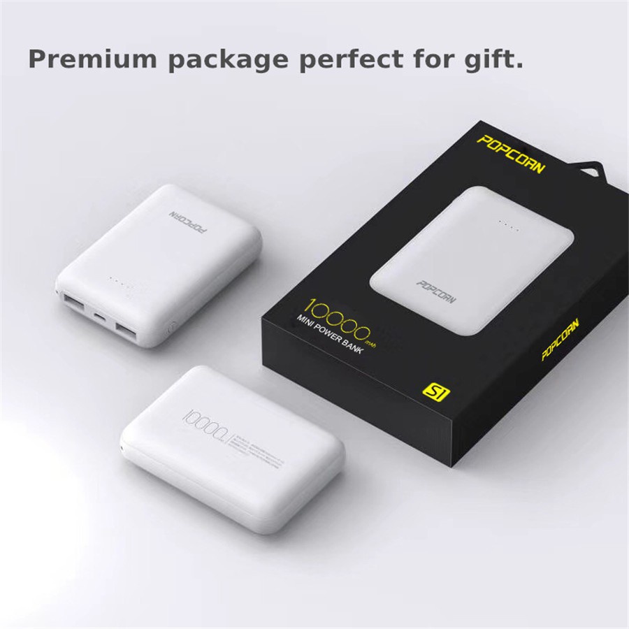 Popcorn Mini S1 10000mAh Gaya Saku Powerbank Pengisian Cepat