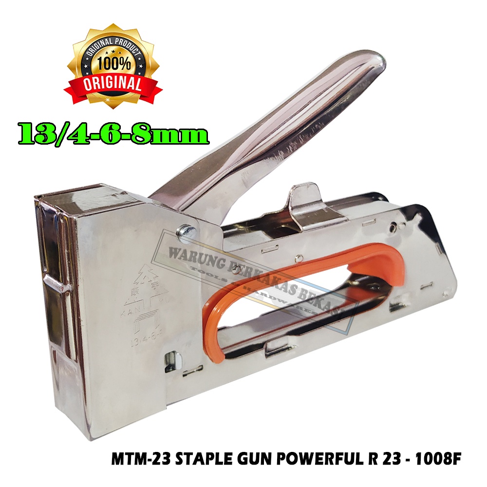 

MTM-23 Popaye Staples Tembak Stapler Gun Manual Tangan 13 / 4 mm - 6 mm - 8 mm Model Isi U ukuran 13/4-6-8Mm Full Besi