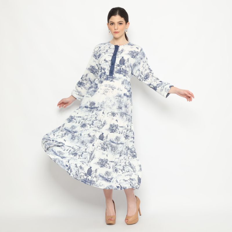 DRESS / Midi dress katun crepe /midi motif cantik / midi bahan halus / midi dress / midi dress motif