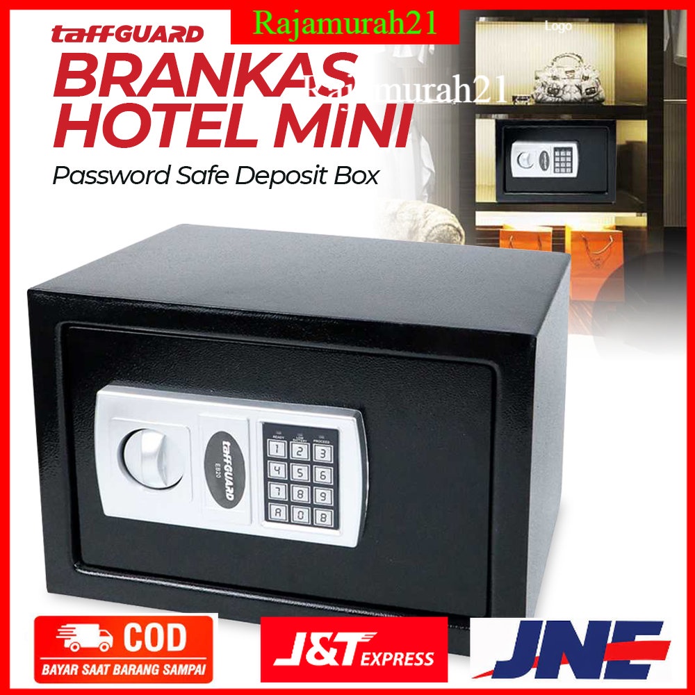 TaffGUARD Kotak Brankas Hotel Mini Electric Password Safe Deposit Box Size Besar - EB20 - Black - 7RTH06BK