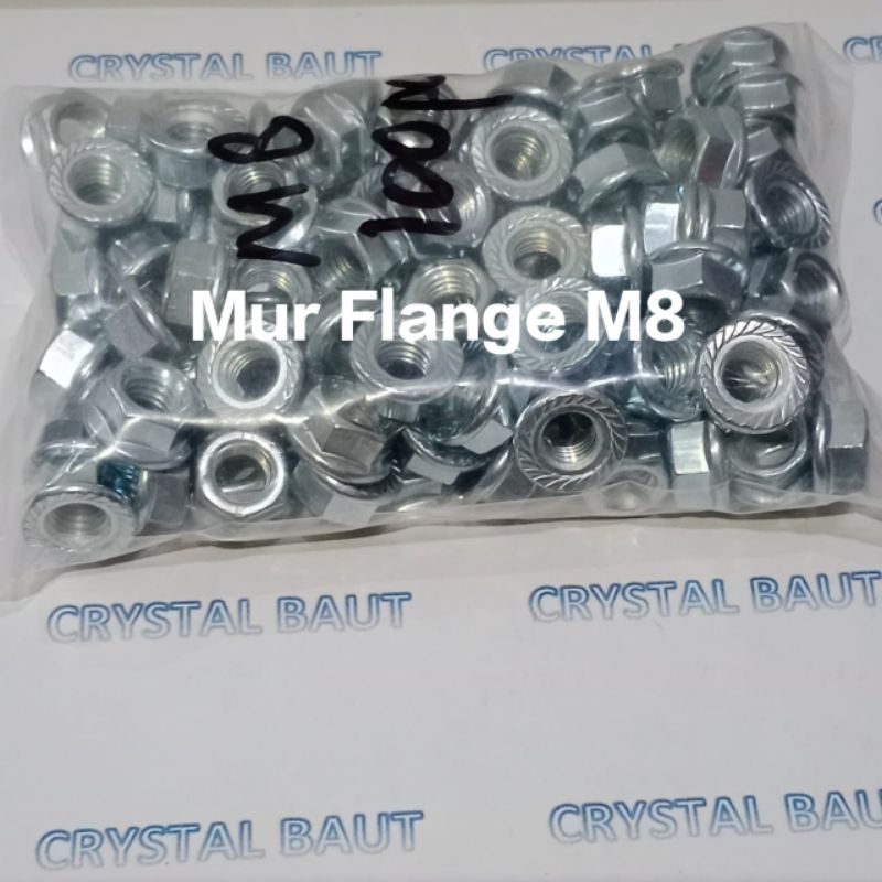 (100pcs)Mur Flange M8 Putih Mur topi M8 Mur kunci 12 putih