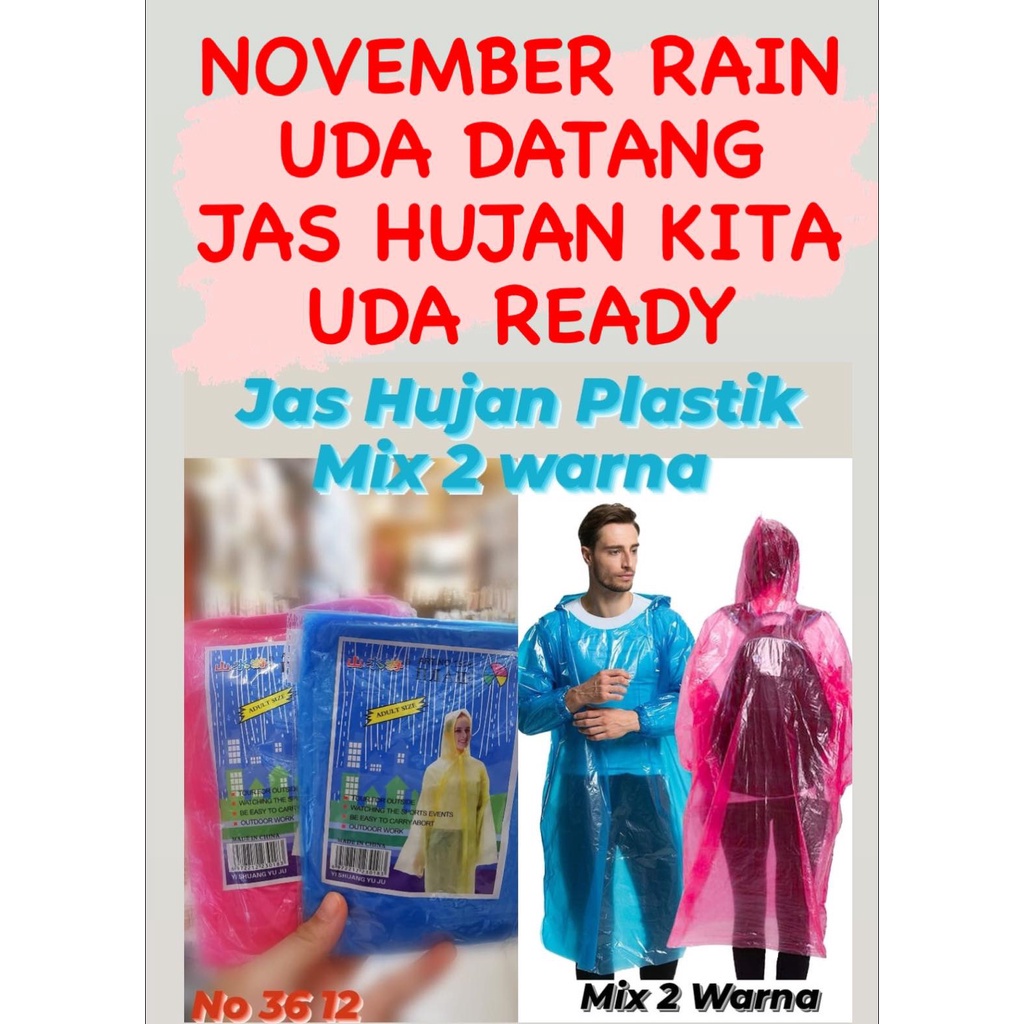 Jas Hujan Plastik Mix 2 Warna - Mantel Hujan Plastik - Jas Hujan Murah Plastik -Mantel Unisex