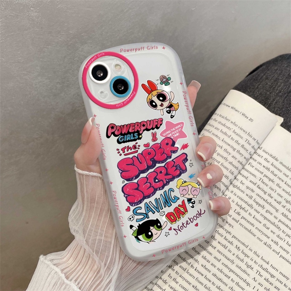 Powerpuff Casing Cewek Samsung A04E A04 A04S A13 A03 A03S A23 A02S A11 A12 A10 A50 A20 A52 A52s A20S A10S A51 M10 M12 M32 J7 PRO Clear Case Kartun Lensa Oval Lembut TPU Phone Cover