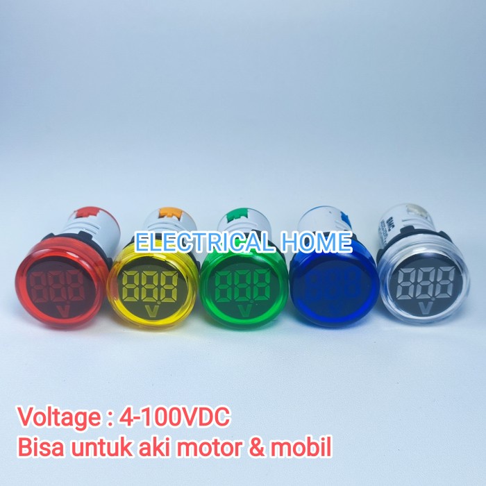 Pilot Lamp LED with VOLT METER DC 22mm BULAT