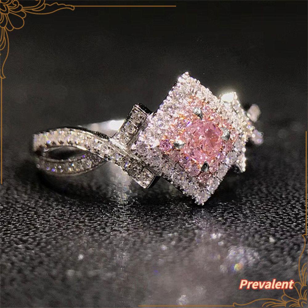 Preva Hari Valentine Perhiasan Fashion Perhiasan Anniversary Zirkon Batu Cincin Tangan Dekorasi Zirkon Merah Muda Perhiasan Rings