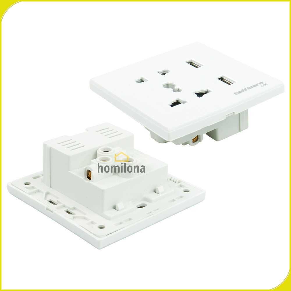 Taffware Stop Kontak Universal UK EU US &amp; 2 USB Port - ATH1