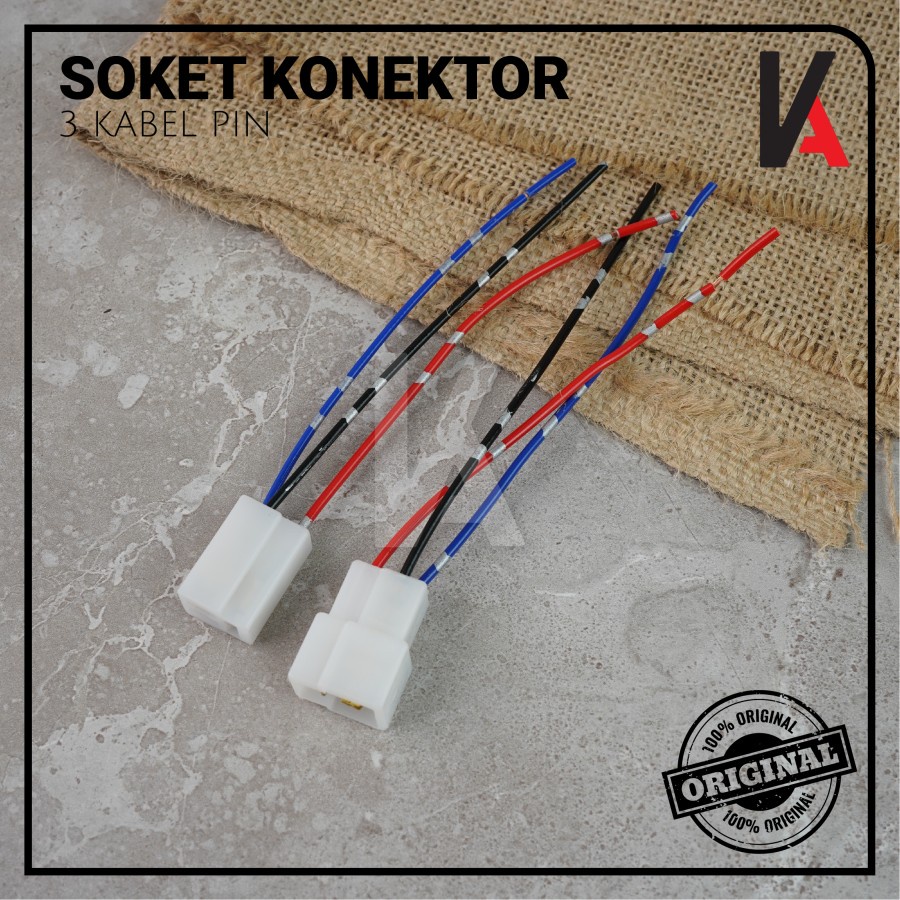 Soket Konektor Kabel 3 Pin Besar / Socket Sambung Mobil Motor