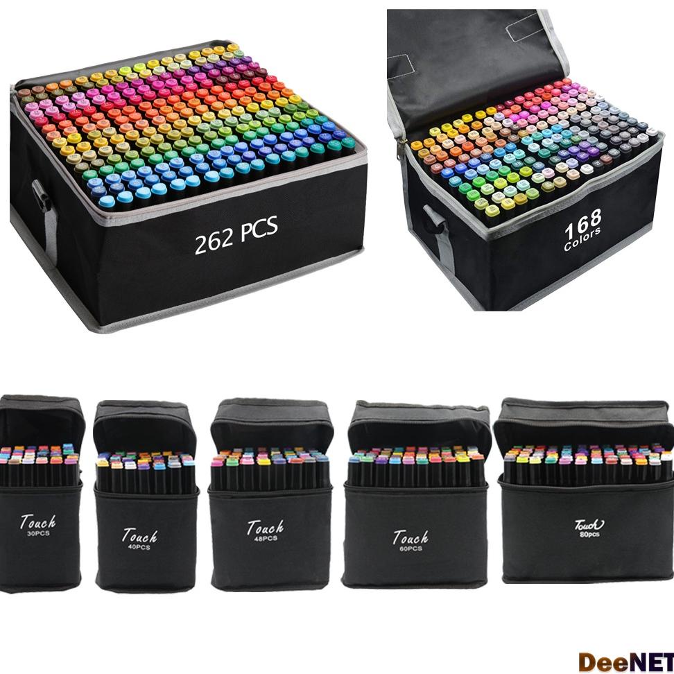 

☍sl Diskon✽☍ Touch Spidol Dual Side Fine Art Marker 12 / 24 / 30 / 36 / 40 / 48 / 60 / 80 / 168 / double headed marker set Multi Color 84 ☍
