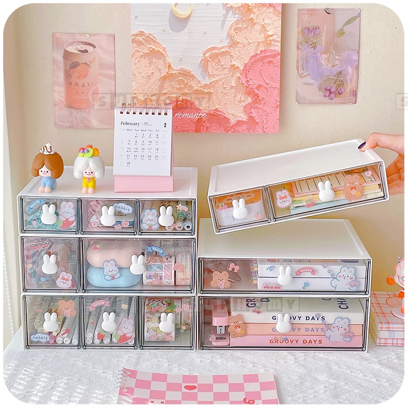 Rak Pensil/Kotak Laci/Kecil Laci Susun/Rak Kecil/Meja Tempat Penyimpanan/Penyimpanan alat tulis /Rak Alat Tulis/Mini Drawer Storage Box/Desk Laci Mini/Desktop Drawer