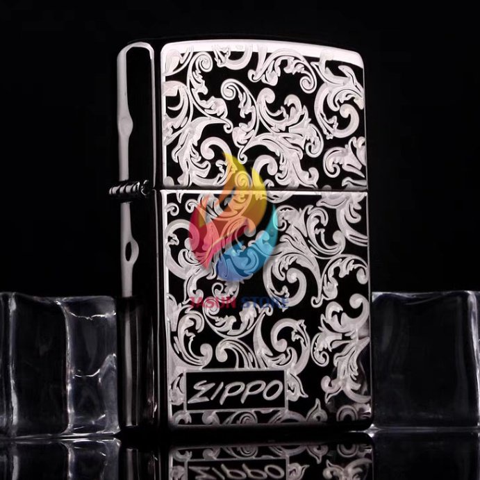 BISA COD! Korek Zippo Black Ice Batik Premium Grade Ori - Free Box