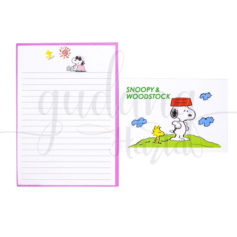 Kertas Surat Amplop Snoppy Kertas Bergaris Motif Dog White Lucu GH 305612